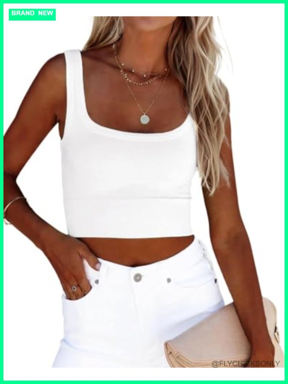 Ribbed Fitted Cropped Tank Top Sleeveless Scoop Neck Stretch Casual